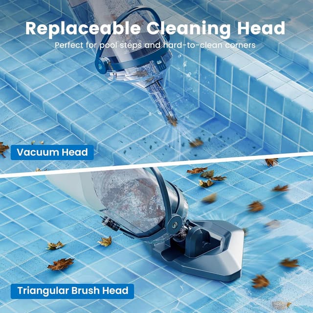 Detalle 2 de Enhulk aspirapiscina con batteria e asta telescopica Blu, aspirazione 4200 L/h fino a 60 min