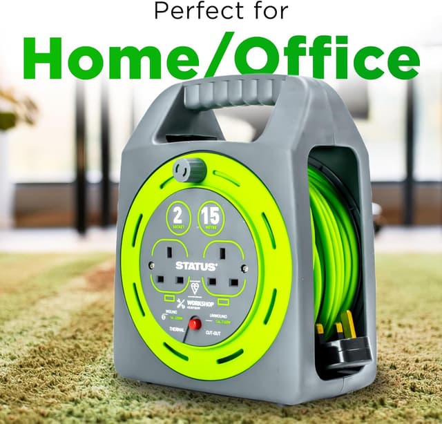 Thumbnail 5 de STATUS 2 Socket Cable Reel 15m Green Extension Lead