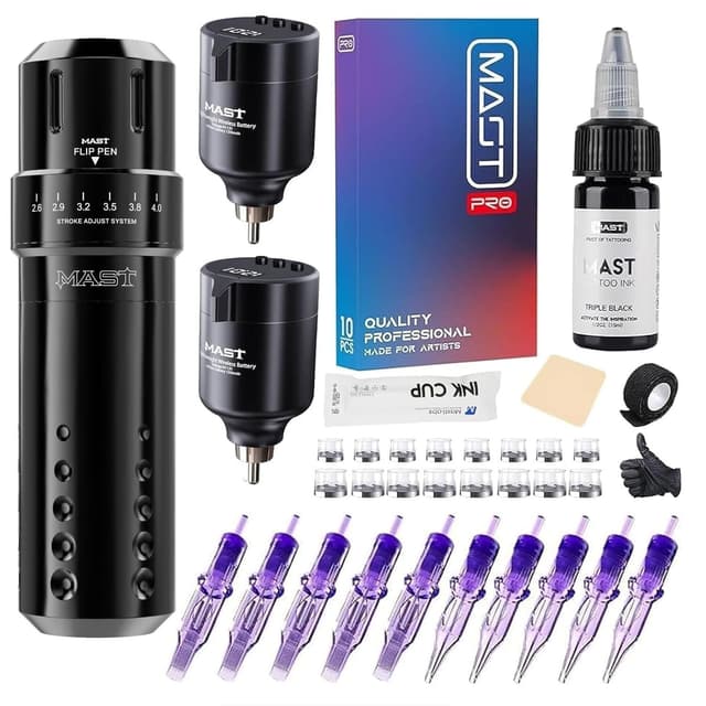 Detalle de Mast Flip Wireless Tattoo Pen Rotationsmaschine inkl. Kit – mit 6 Hubweglängen