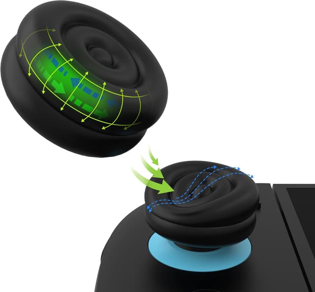 Detalle de playvital Thumb Cushion Caps for Nintendo Switch 2 Joycon 2 (Thumb Grips) – Black