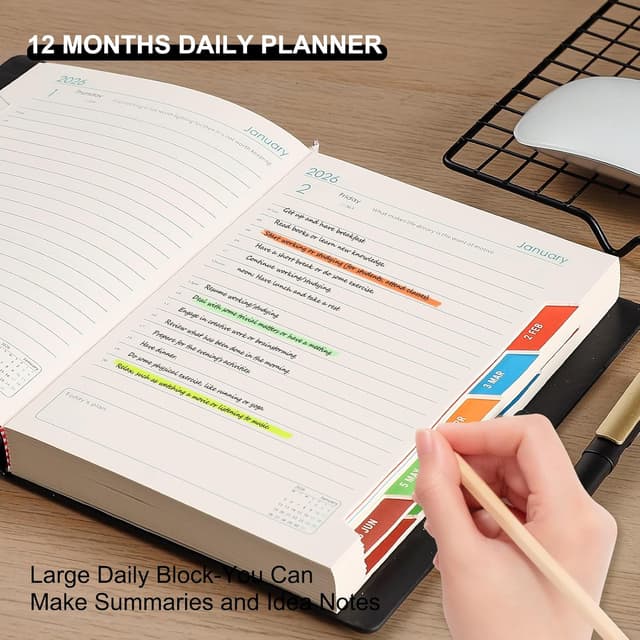 Detalle 2 de Agenda académica A5 2026 página por día