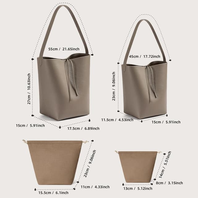 Thumbnail 3 de Genuine Leather Bucket Bag 9.06 in