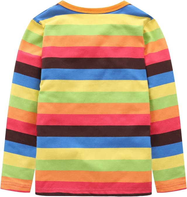 Detalle de Aisyee Boys Striped Short Sleeve T-Shirts (Rainbow design) for Ages 1–10