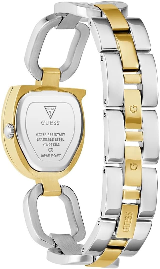 Detalle 2 de GUESS Women Analogue Watch Gia – klassische Analoguhr mit mehrfarbigem Edelstahlband