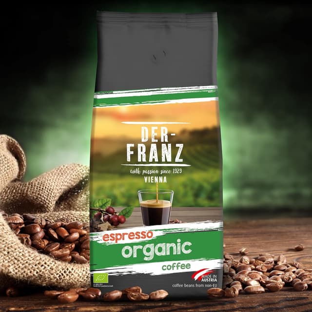 Detalle 2 de Der-Franz Espresso Bio Kaffee ganze Bohne (1000 g) – für weiche Crema & kräftigen italienischen Geschmack