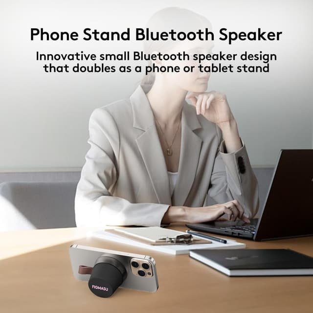 Detalle de FIGMASU Magnetic Bluetooth Speaker Mini Portable – waterproof pocket speaker with magnetic phone/tablet stand