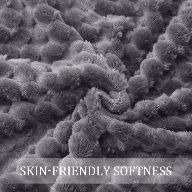 Thumbnail 6 de Plaid/polaire flanelle gris foncé 230 x 270 cm – couverture douce et moelleuse pour canapé et lit léger