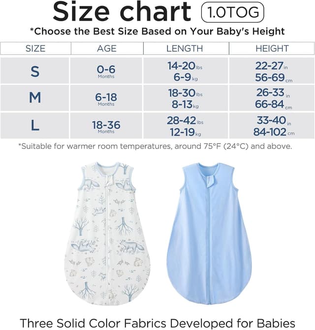 Detalle de Duomiaomiao Baby Sleeping Bag 1.0 Tog 2 Pack