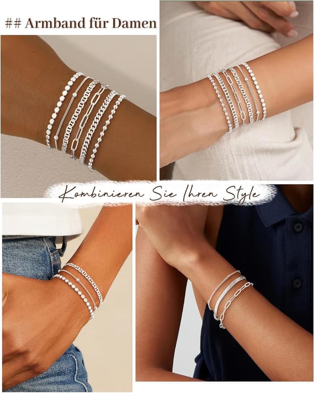 Detalle 2 de ZOERAY Armband Set Damen Wasserfest 18K