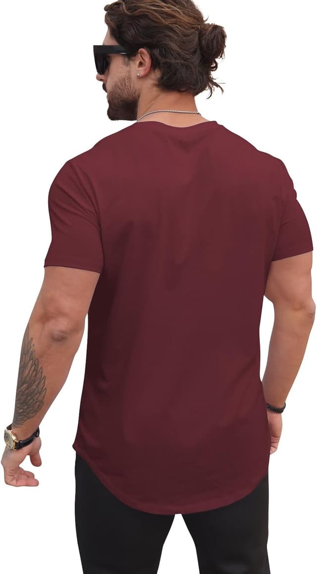 Detalle de Mancozy Men’s Longline Crewneck T-Shirts (Casual Hipster/Hip Hop Style)