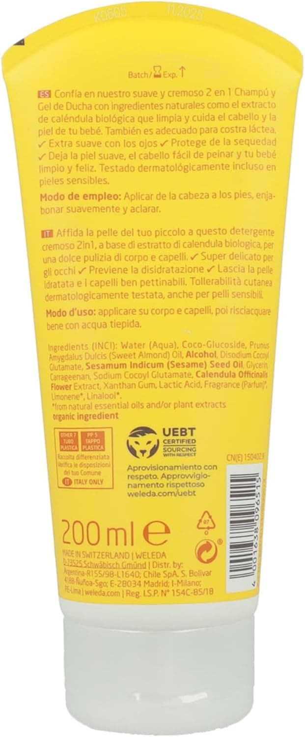 Detalle 2 de Weleda Caléndula – Champú y Gel de Ducha 🧴 Vegano 200ml