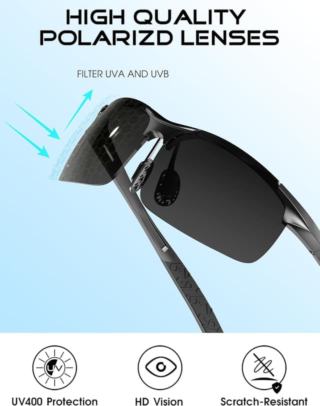 Detalle 2 de ATTCL Polarised Sports Sunglasses for Men with UV400 Protection (Wrap Around, Lightweight 20g)