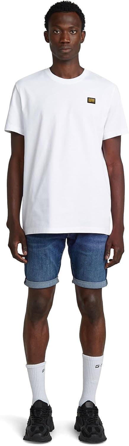 Detalle de G-Star Men’s 3301 Slim Denim Shorts (5-pocket) in leather-like paper fabric