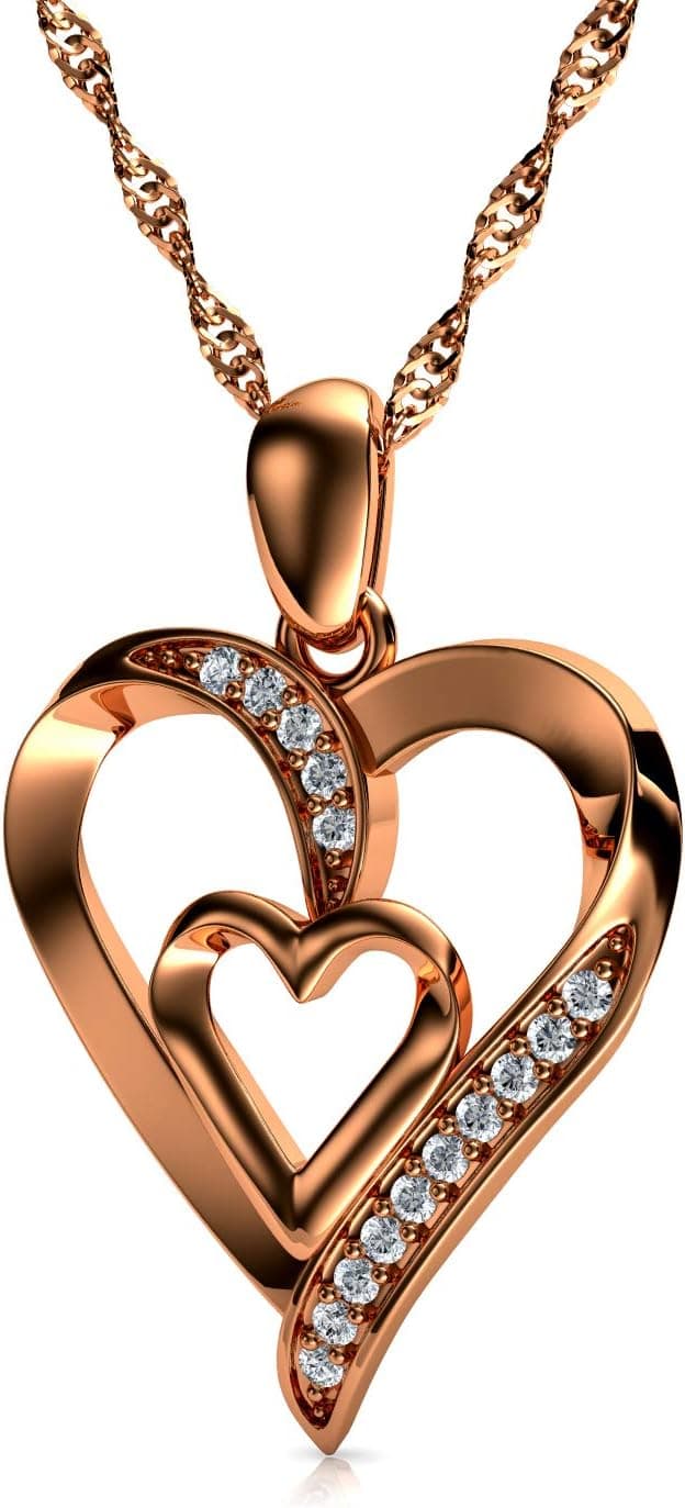 Detalle 2 de DEPHINI Doppel Herz Kette mit 925 Silber