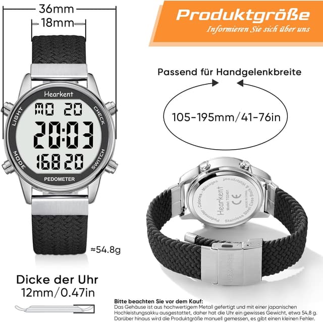 Detalle 2 de Hearkent Schrittzähler-Uhr Damen