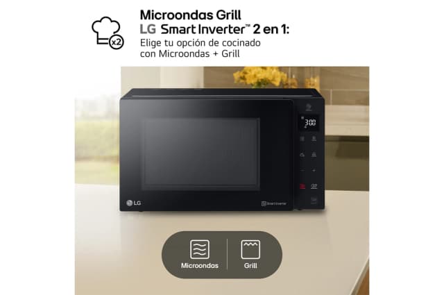 Detalle de LG MH6535GIS microondas con grill Smart Inverter, 25 litros y 1000 W (negro)