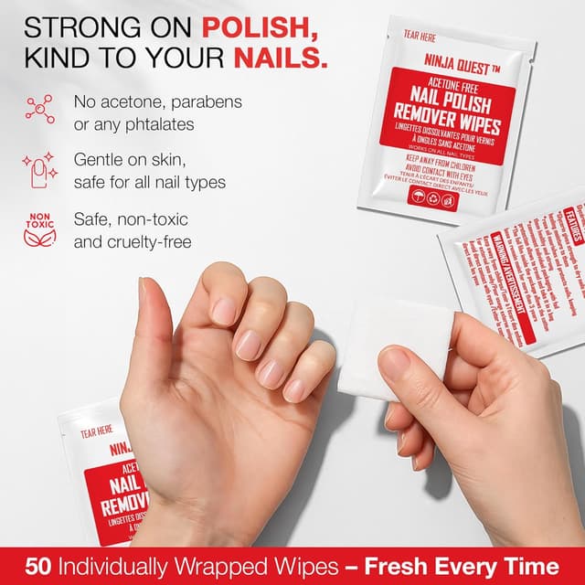 Detalle 2 de Nail Polish Remover Pads Non-Acetone 50 Pack