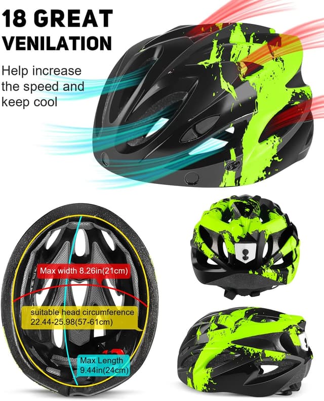 Thumbnail 2 de RaMokey Casco de ciclismo ligero con luz LED y visor magnético