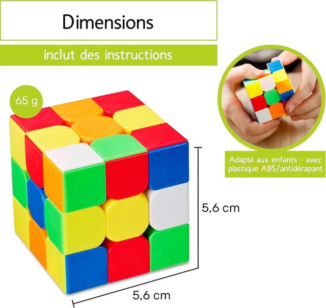 Detalle de CUBIDI Cube Magique 3x3 Type Sydney (sans autocollants) — Speedcube classique 3x3 pour débutants et confirmés