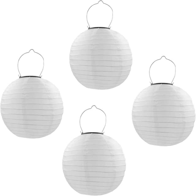 Detalle de Qedertek Solar Lampions (4 Stück, 30 cm) – wasserdichte Solar-LED Laternen für Garten, Terrasse & Events