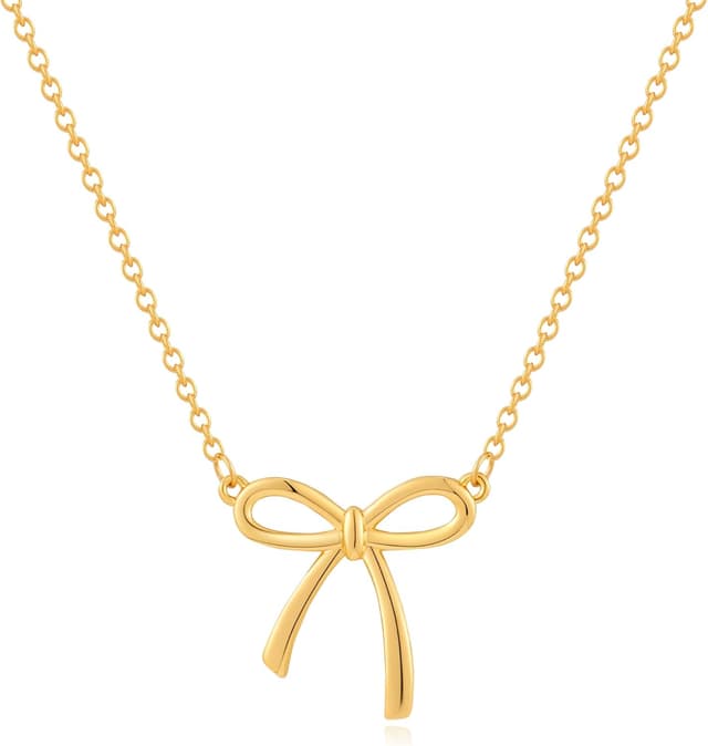 Detalle de LILIE&WHITE Gold Schleifen-Halskette für Damen – allergikerfreundlich, kratzfest & langlebig