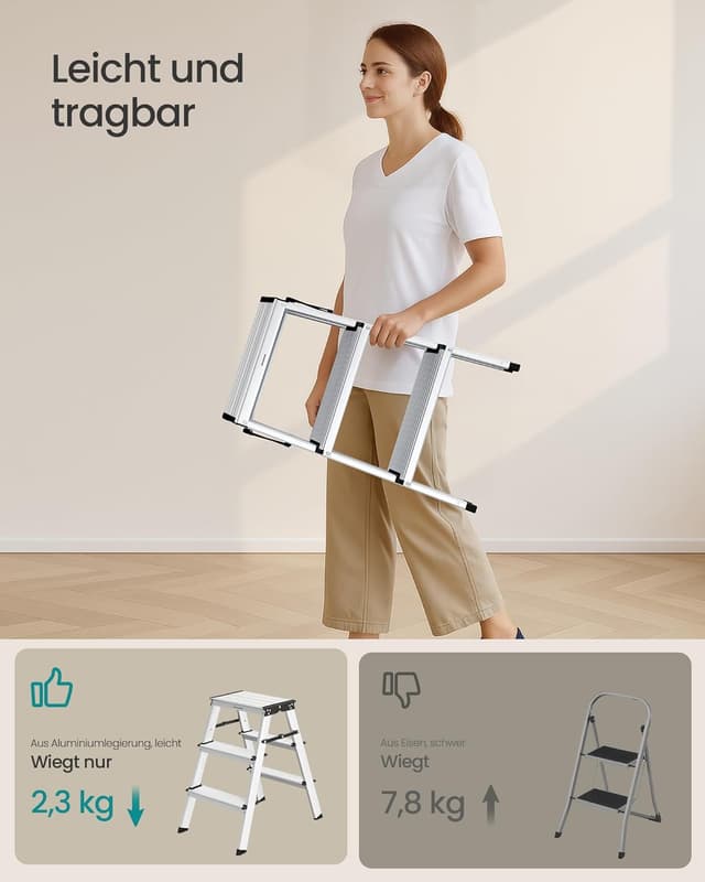 Thumbnail 2 de SONGMICS Trittleiter GLT23K aus Alu 3 Stufen