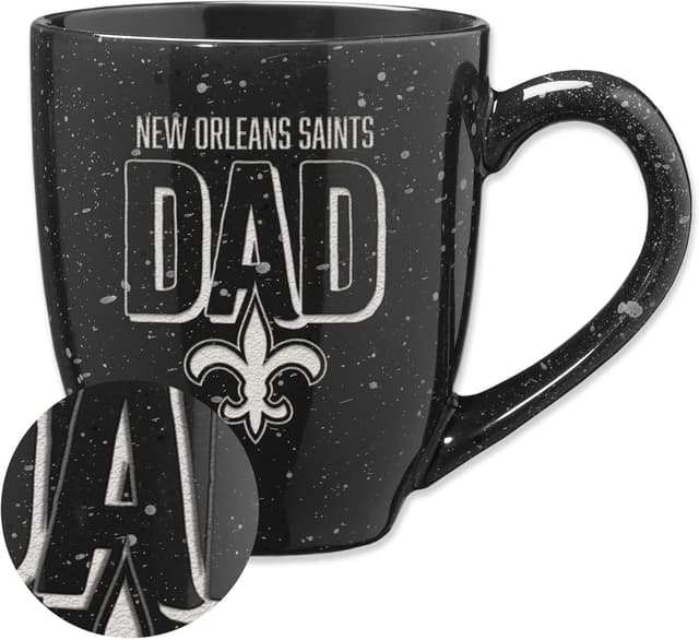 Detalle de Rico Industries NFL Football #1 Dad 16 oz Team Color Laser Engraved Ceramic Coffee Mug