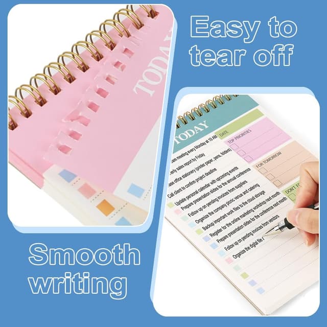 Detalle de OFFCUP To Do List Planner A5 non datato (2 pezzi), 52 fogli a quaderno con rilegatura a doppia spirale