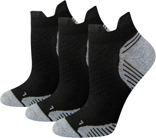 Detalle de Amazon Essentials Damen sportliche Funktions-Laufsocken (gepolstert, Fußgewölbestütze, 3 Paar)