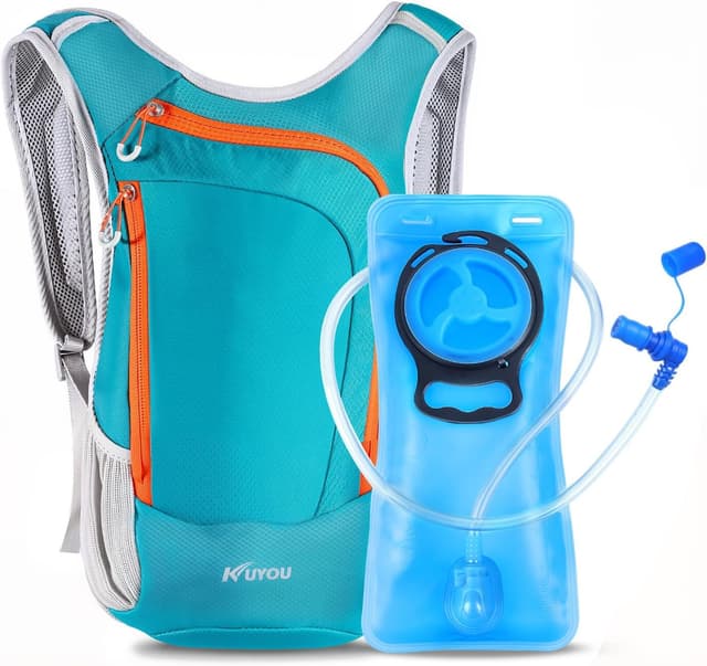 Detalle de KUYOU Running Hydration Vest with 2L Insulated Bladder, Reflective Strips & Emergency Whistle