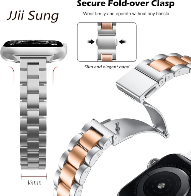Detalle 2 de Women Slim Stainless Steel Chain Strap for Apple Watch 38/40/41/42/44/45/46/49mm