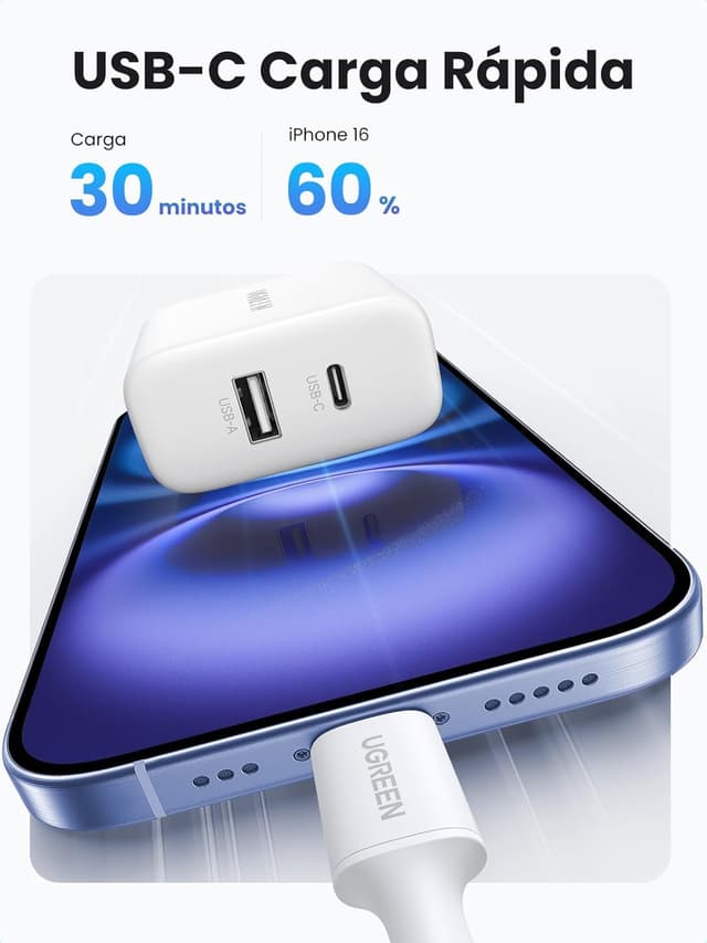 Thumbnail 2 de UGREEN Cargador USB C GAN 20W 2-Pack ⚡ Compatible iPhone y Galaxy