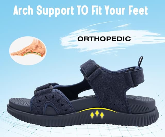 Detalle de KuaiLu Herren Wandersandalen – orthopädische Recovery Trekkingsandalen für Sommer & Outdoor (Gr. 40–48)