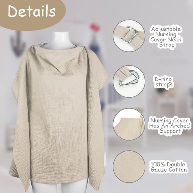 Detalle de Aolso muslin breastfeeding cover, 100% cotton