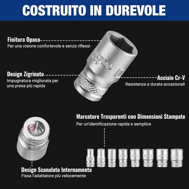 Thumbnail 6 de WORKPRO 34 Pezzi Mini Set Chiavi a Bussola 1/4