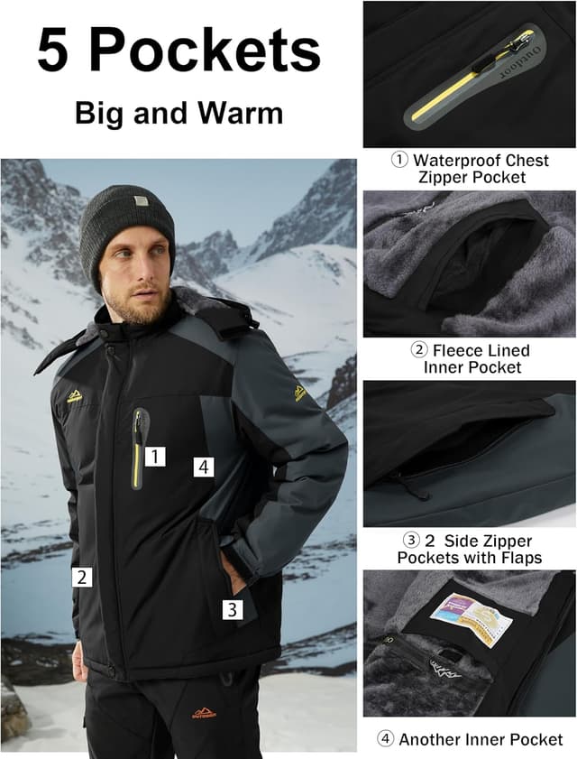 Thumbnail 3 de MAGCOMSEN Herren Winter Fleecejacke wasserdicht