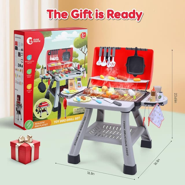 Detalle de CUTE STONE BBQ Grill Playset for Kids (Age 3+) with lights, sound and smoke effect