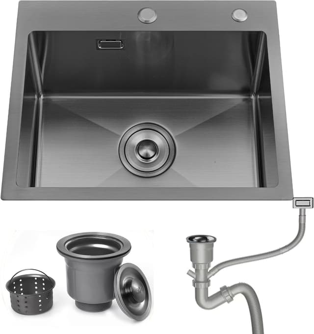 Detalle de Bokaiya fregadero de acero inoxidable empotrado en forma de X