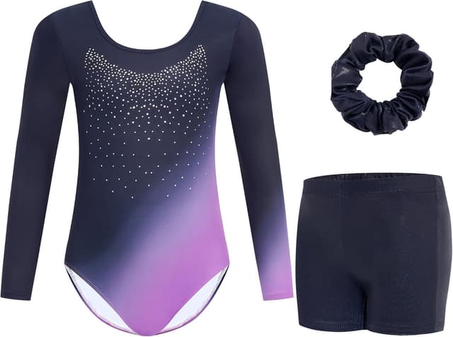Thumbnail 5 de Gogokids Girls Three-Piece Gymnastics Leotards, Long Sleeve Gymnastics Set with Shorts and Hairband, Sparkling Ballet Dancing Unitards - Gymnastics Outfit with Gradient Color Design for 3-12 Years
Gogokids Girls Three-Piece Gymnastics Leotards, Lon…