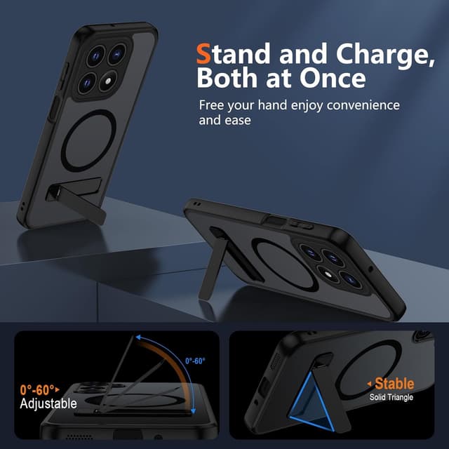 Thumbnail 1 de Coque magnétique XTCASE pour Xiaomi 15T avec MagSafe, béquille 3 modes et dos translucide mat (noir)