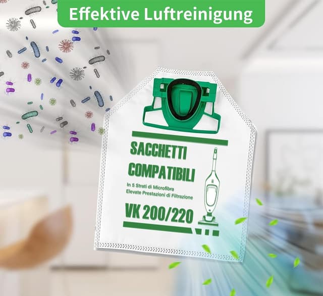 Detalle de 12 sacchetti compatibili per aspirapolvere Folletto VK200–VK220S