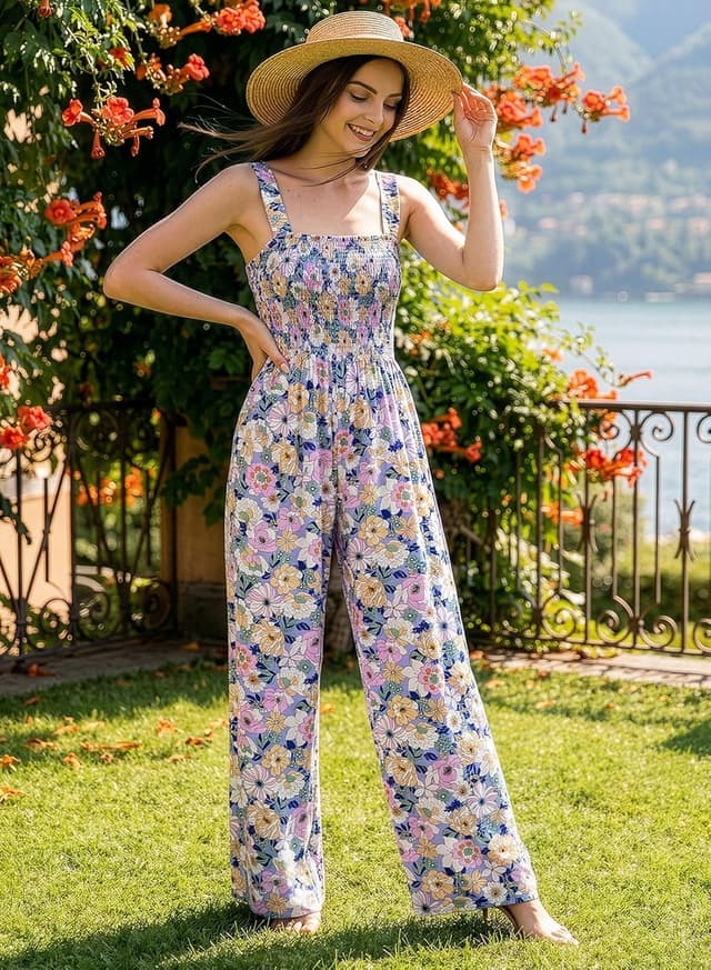 Detalle 2 de Dokotoo Women’s Casual Sleeveless Overalls Jumpsuit with Pockets & Wide-Leg Fit