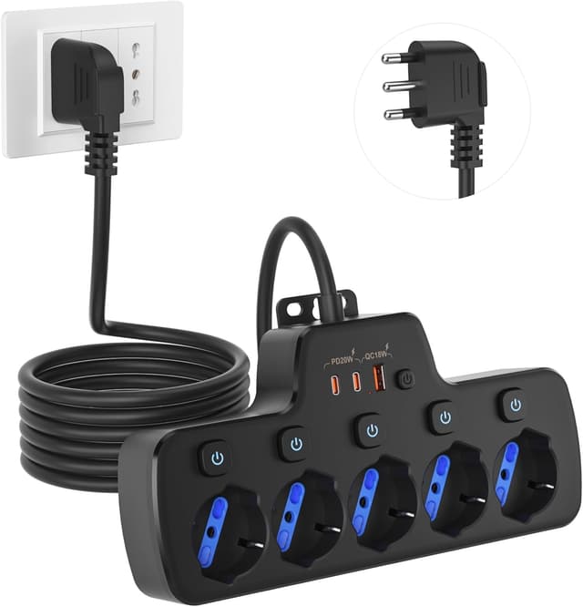 Detalle de Ciabatta elettrica multipresa 5 posti