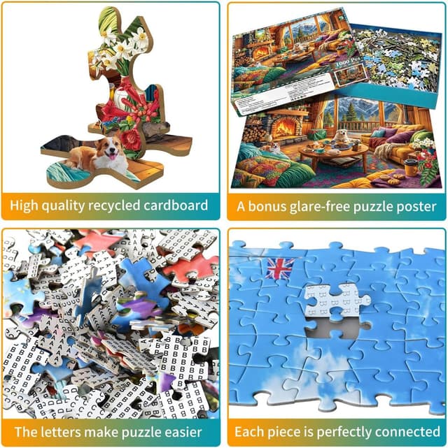 Detalle de 1000-Piece Adult Jigsaw Puzzle – Alpine Cabin Retreat (jigsaw puzzles for adults)