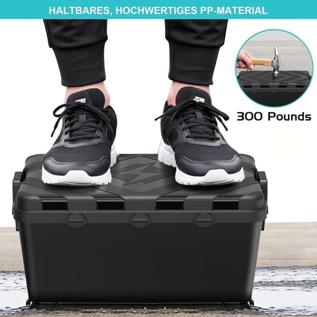 Detalle de Mycketop wasserdichte Outdoor-Kabelbox (extra groß) mit 7 Kabeleingängen für Gartenpumpe & Außenstrom, schwarz