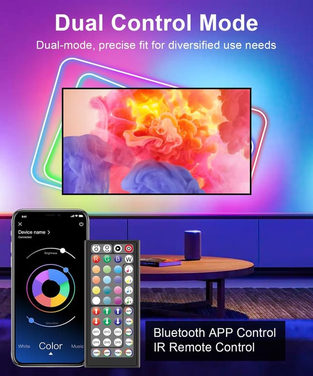 Detalle de Nexillumi 10M Smart Bluetooth LED Strip Lights (RGB) with App, Remote & Music Sync