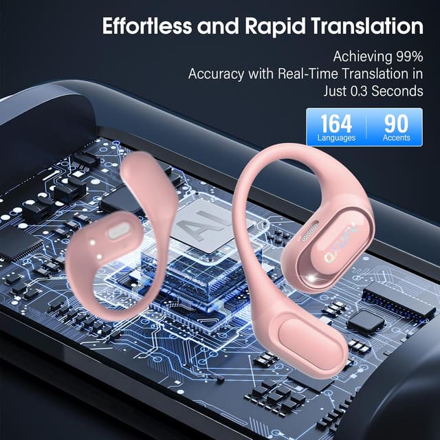 Detalle de QXUFV AI Écouteur Traducteur Instantané — 164 langues, open-ear et modes de traduction