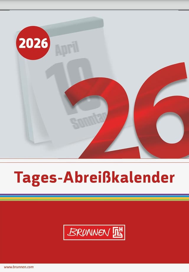 Detalle de BRUNNEN Abreißkalender ’26 Nr. 13, 98×142 mm – Tagesübersicht für Büro & Zuhause