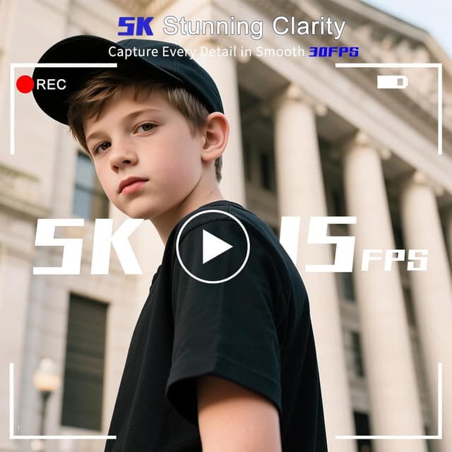 Detalle de Digitalkamera 5K 75MP mit WiFi & 18x Digitalzoom, 3,0" Klappdisplay 180° – Kompaktkamera für Foto, Reisen & Vlogging