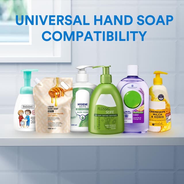 Detalle de Fachixy automatischer Seifenspender mit Sensor und digitaler Anzeige, 380 ml, USB-wiederaufladbar (IPX5)